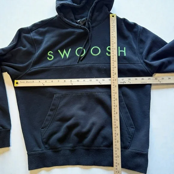Nike Swoosh Mens Small Hoodie Black Pullover Spell Out Logo Sportswear Excellent - Picture 3 of 9